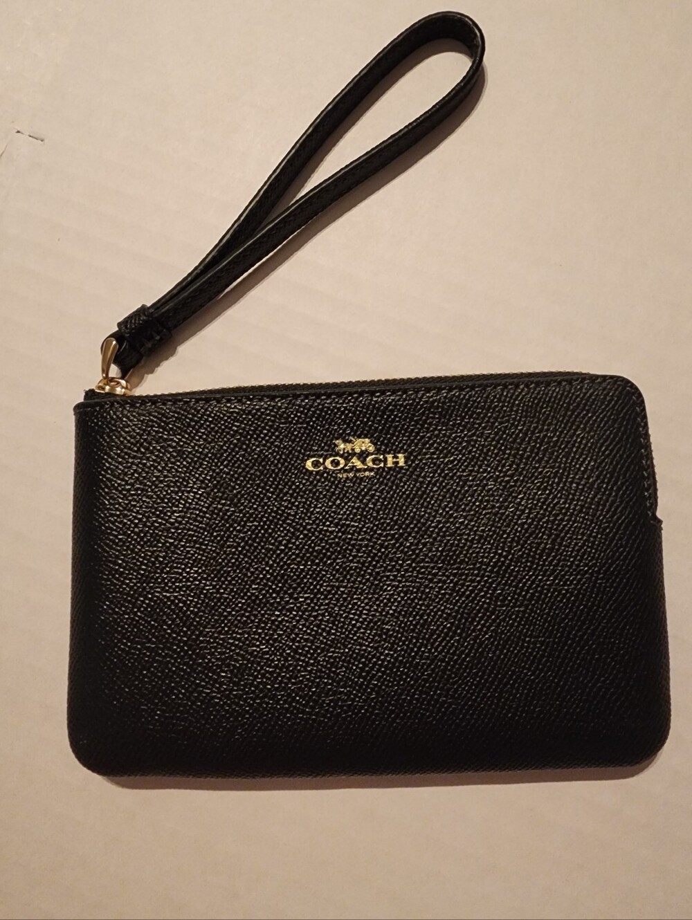 Coach Black Leather Zip Wristlet